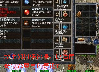 新手如何快速提升原始传奇1.76版角色等级? 新手如何快速提升原始传奇1.76版角色等级?