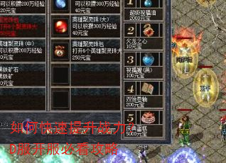 如何快速提升战力?D服开服必看攻略 如何快速提升战力?D服开服必看攻略