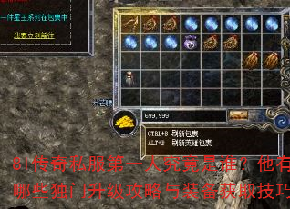 8l传奇私服第一人究竟是谁?他有哪些独门升级攻略与装备获取技巧? 8l传奇私服第一人究竟是谁?他有哪些独门升级攻略与装备获取技巧?